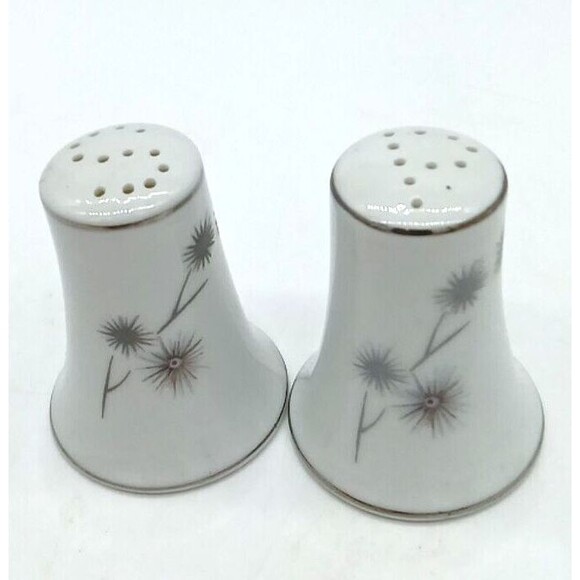 Vintage Creative Platinum Fine China Atomic Starburst Salt & Pepper Shaker Set - Picture 2 of 6